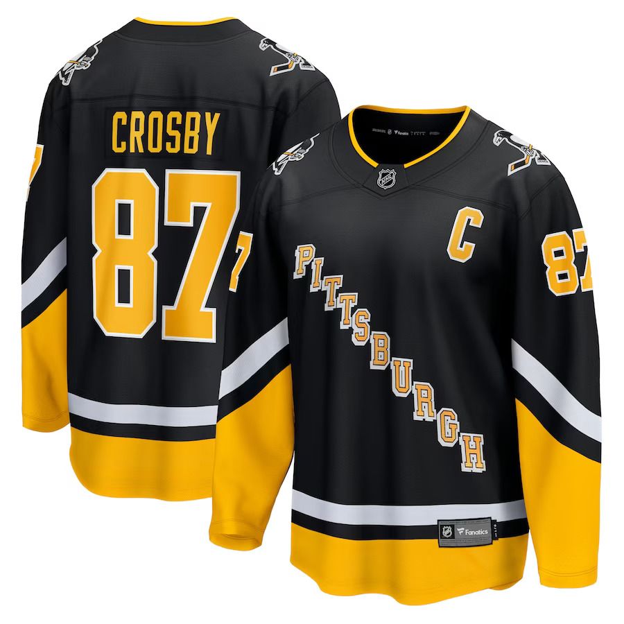 Men Pittsburgh Penguins 87 Sidney Crosby Fanatics Branded Black Alternate Premier Breakaway Player NHL Jersey